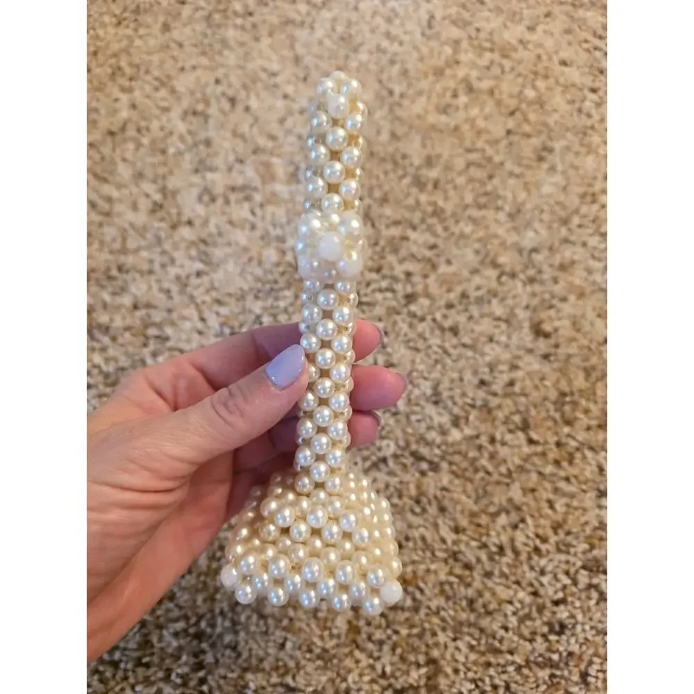 VTG Handmade Pearlized Beaded 3D Standing Cross Crisman Ornament Woven Craft